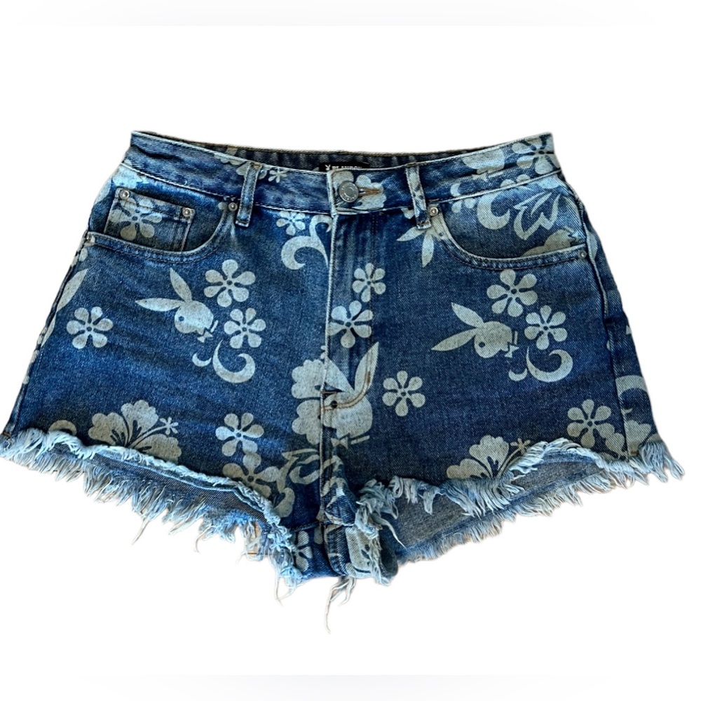 Playboy Distressed Cut Off Jean Shorts size 26 Blue